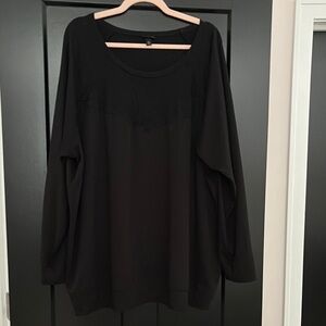 Torrid Black V-Neck, Lace Detail, Long Sleeve Top. Made w/2% Spandex. Size 4=26